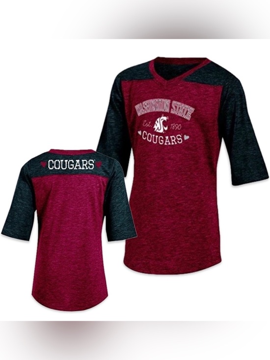 Champion Other - NWT [Champion] Washington State Cougars NCAA 1/2 Sleeve V-Neck Shirt Youth XL